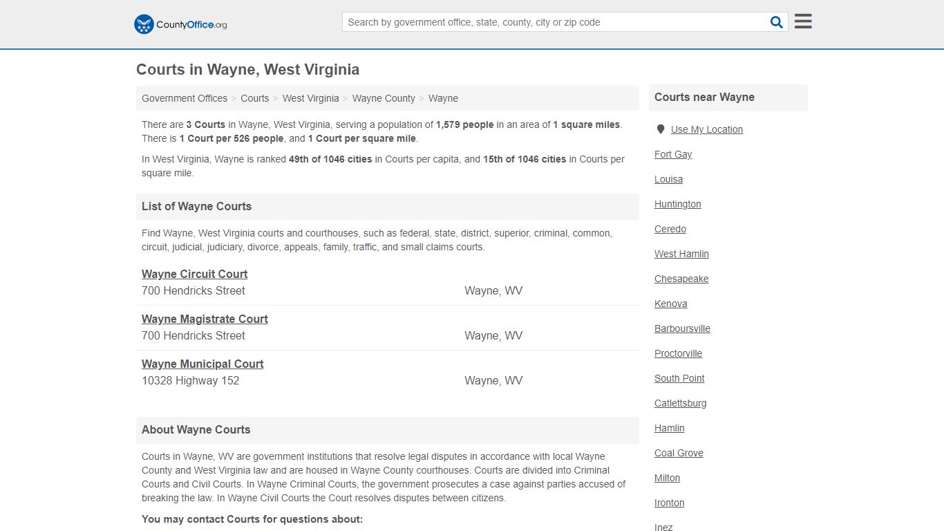 Courts - Wayne, WV (Court Records & Calendars)